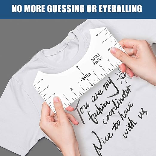 Vowlove Tshirt Ruler Guide for HTV Vinyl Heat Transfer Vinyl - T-Shirt Alignment Tool Shirt Centering Ruler Set Sublimation Blanks Accessories Tools Heat Press Tee Measurement Front Back