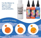 Airbrush Paint Set,12 Colors(2.03oz, 60 ml) with 4.06oz Thinner,Ready to Spray Air brush Paint, Water-Based Acrylic Airbrush Set for Nails,Models,Hobbyist and Artists