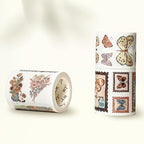 WT Stamped Wings Washi Tape Sticker Set – 3 Rolls Decorative Butterfly & Wing Washi Sticker Tape, Wide Vintage Adhesive Tape for Journaling, Scrapbooking, Planner, DIY Crafts & Wrapping