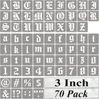 3 Inch Alphabet Letter Stencils for Painting - 70 Pack Old English Letter Stencil Templates with Numbers and Signs for Painting on Wood, Reusable Letters Stencils for Chalkboard Wood Signs & Wall Art