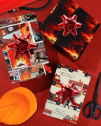 Pineraap 12 Sheets Firefighter Themed Wrapping Paper, Fire Safety Gift Wrap for Firefighter, Folded Flat Art Paper for Birthday Parties, Fireman Theme Favors, Thank You & Appreciation,19.7 x 27.6 Inch