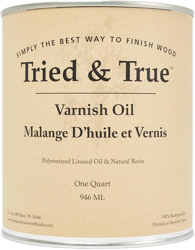 Tried & True Superior Varnish Oil Wood Finish, Quart - Natural Pine Resin & Linseed Oil, Ideal for Interior Furniture, Tables, Countertops - Non-Toxic, Scratch Resistant & Durable