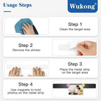 Wukong 8 Pack | 30x3cm(11.81 x 1.18) Magnetic Stainless Black Boards Strips, Adhesive Backing Bulletin Bar Board, Memo Board with 32Pcs Colorful Magnets for Office, Home, Photo Wall, Documents