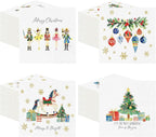 Janlaugh 200 Pcs Christmas Paper Cocktail Napkins Disposable 2 Ply Xmas Style Decoupage Beverage Napkins for Xmas Holiday Winter Dinner Table Decor (Lovely Style)