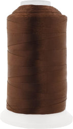 Mandala Crafts Brown Heavy Duty Thread - 1500 Yds Tex 90 for Sewing Drapery, Jeans, Leather, Hair - Bonded Polyester for Outdoor, Marine, Upholstery