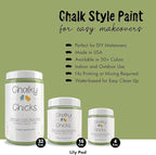 Chalky Chicks All-in-One Chalk Paint for Furniture or Cabinet - 16 Fl Oz - Matte Finish Lily Pad (Green) for Metal, Wood Furniture Paint - No Sanding All-in-One for Home Decor & Crafts, USA Made