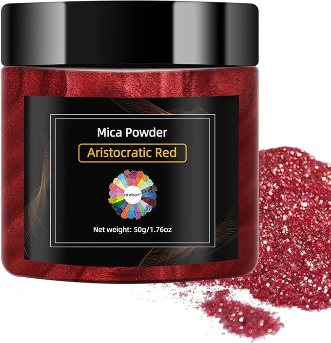 Aristocratic Red Mica Powder, Natural Shimmer Mica Powder for Epoxy Resin/Candle/Soap/Lip Gloss/Slime/Bath Bombs/Quicksand.Car Paint pigments.Candle Dye,Soap Making Dye,Resin dye.(50g/1.7oz)
