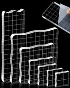 7 Pieces FIVEIZERO Acrylic Stamp Block, Assorted Sizes Clear Stamping Blocks Tools with Grid Lines for Scrapbooking Crafts Card Making and Decorative DIY Essential Stamping Tool(Lace Edge)