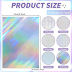36 Sheets Holographic Sticker Paper,Holographic Laminate Sheets,A4 Size Clear Vinyl Sticker Sheets Self-Adhesive Rainbow Overlay Sheets with 6 Styles Mixed,11.7 x 8.3 Inches