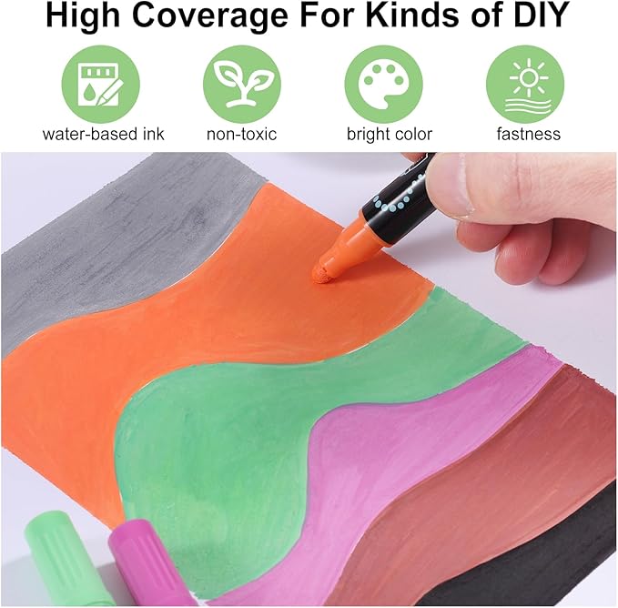 80 Colors Waterproof Dual Tip Acrylic Paint Pens, Dot & Fine Tip Premium Coloring Drawing Markers Set for Wood, Rock Painting, Canvas, Glass, Ceramic Surfaces and DIY Crafts Making Art Supplies