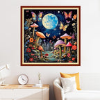Disxvivy Cross Stitch Stamped Full Embroidery Kits DIY 11CT Cotton Thread Printed DIY Needlepoint Kits Craft Needlework Set Cross-Stitch Stamped Sets-Moon Mushroom 18x18 inch