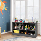 Tangkula 5 Cube Bookcase, 2 Tier Wooden Storage Open Bookshelf, Multipurpose Display Storage Cabinet for Living Room, Bedroom, Hallway, Kid's Playroom, Reading Nook (Grey)