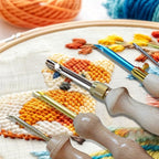 DiaWiew Adjustable Punch Needle Kit - Punch Needle Tool Include Wooden Handle Embroidery Pen Kits - Punch Needle Set for DIY Craft Decoration and Gifts - Perfect for Adults Beginners