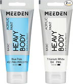 MEEDEN Acrylic Paint Blue Pale: 100ml/3.38oz Heavy Body Acrylic Paint Tube Bundled with Additional Titanium White Color for Art Craft Painting