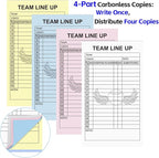 30/60/120/180 Baseball Lineup Cards with 4-Part Carbonless Copies, 4.53 x 7.87 Inch 16 Player Roster Sheets for Games, Softball Line up Coaching Accessories for Coaches and Umpires