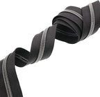 Leekayer #5 Black Nickel Metallic Nylon Coil Teeth Zippers by The Yard Bulk 10 Yards Black Zipper Tape with 25pcs Black Nickel Ring Pull Sliders for DIY Sewing Tailor Craft Bag(Black)