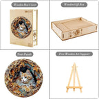 Wooden Puzzles Adults, 3D Cat Wooden Puzzles 300 Pieces, Unique Animal Shaped Wood Challenging Jigsaw Puzzles Gifts for Adults, 13.4x13.3in