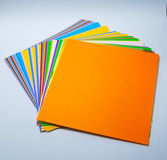 [Taro's Origami Studio] Standard 6 Inch One Sided 20 Colors 100 Sheets Square Easy Fold Premium Japanese Paper for Beginner (Gold and Silver Included) Made in Japan