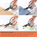 Heavy Duty All Purpose Scissors, Stainless Steel Blades, Black Orange Comfort Grip Handle, 8.5 Inch Professional Multipurpose Utility Sharp Shears for Kitchen, Garden, Office, Craft, Sewing