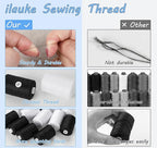 ilauke Sewing Thread, 12 Spool All Purpose Polyester Thread, Each 1000 Yards Sewing Thread for Hand Sewing,Quilting,Sewing Machine, 2 x White & 2 x Black