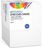 GOTIDEAL Stretched Canvas, 9x12 Inch Set of 8, Primed White - 100% Cotton Artist Canvas Boards for Painting, Acrylic Pouring, Oil Paint Dry & Wet Art Media