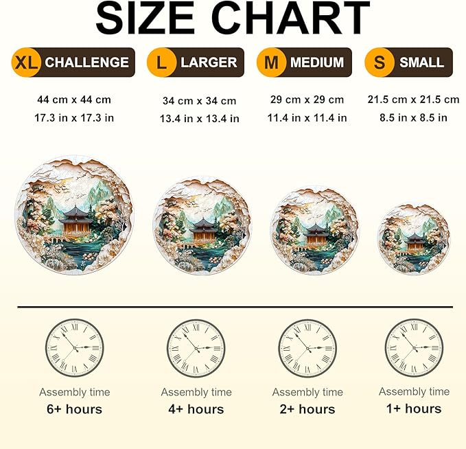 KAAYEE Wooden Puzzles for Adults, 3D Visual Effect Chinese Landscape Painting Wooden Jigsaw Puzzle Unique Shape Wood Puzzle Adult, 3D Effect Flat Puzzle Birthday Family Games (S-8.5 * 8.5 in-100pcs)