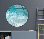 My Photostation.com 31.5''(80cm) Diameter Sea Waves Round Glass Wall Art Tempered Glass Printing Wall Decor Large Wall Art Wall Hangings