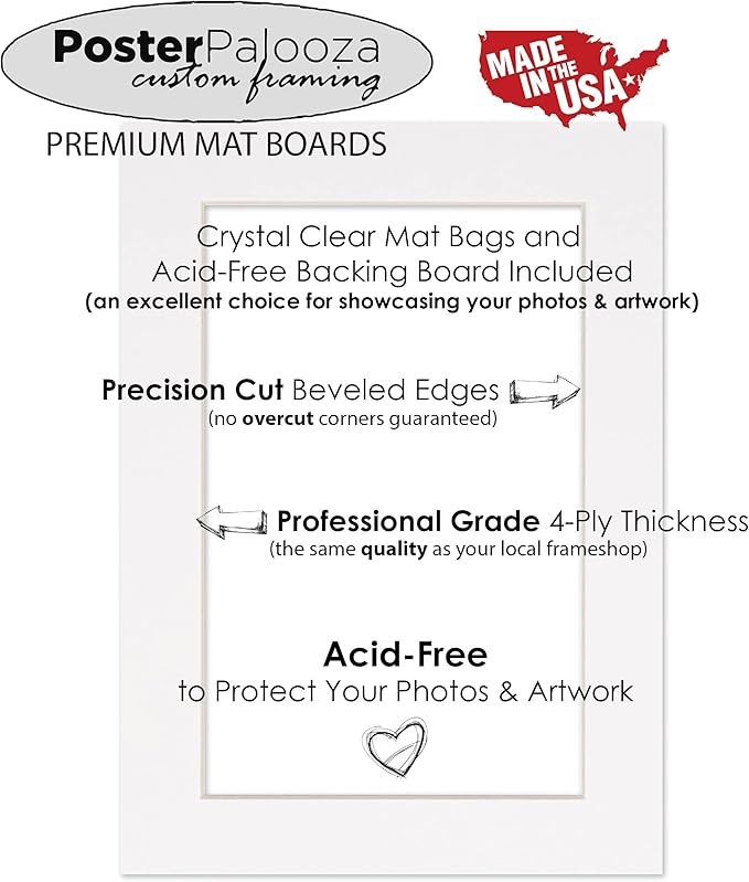 Pack of Ten Acid Free 8x10 Mats Bevel Cut for 5x8 Photos - Brooke Blue Suede Precut Matboards With Backing Boards and Self Seal Photo Mat Bags For Pictures, Photos, Framing - 4-ply Thickness