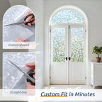 rabbitgoo Stained Glass Window Privacy Film Mosaic Pattern, Frosted Glass Window Film Rainbow Decorative Sticker, Static Cling UV Blocking Suncatcher for Home, 17.5 x 157.4 Inches