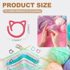 PATIKIL Cat Crochet Stitch Markers, 12 Pack Stitch Marker for Knitting Crocheting Supplies Cute Metal Spiral Knit Clip Ring Counters for Crochet Yarn DIY Crafts, Red