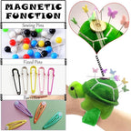 Cute Turtle Wrist Pin Cushion for Sewing with Magnetic, Snap Bracelet Wrist Bands for Pins and Needles Include 50 Lovely Butterfly Straight Pins.