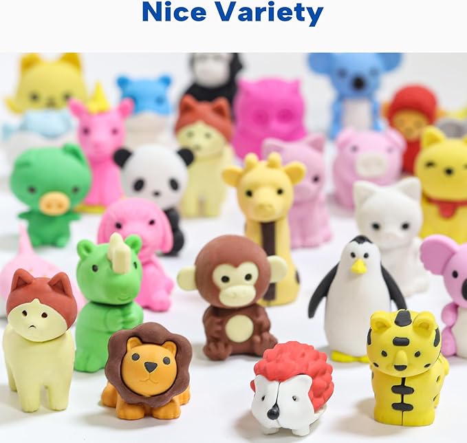 Animal Erasers for Kids, 65 Pcs Kids Pencil Erasers Bulk Puzzle Erasers for School Classroom Prizes
