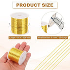 PATIKIL 26 Guage/ 0.4 mm 328 Feet Jewelry Craft Wire, Copper Beading Wire with Plier for Beading Jewelry Making Supplies Earrings Bracelets Accessories Sculptures Gardening, Gold