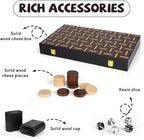 15" Wooden Backgammon Board Game Set for Adults and Kids - Portable and Travel Backgammon Set Family Game Night Vintage Backgammon Strategy Game- Classic Board Strategy Game