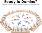 Mexican Train Dominoes Set Double 12 Colored Number Dominos with 8 Wooden Racks & 91 Tiles Portable Travel Case Classic Family Board Game Cognitive Strategy Game for Adults Kids
