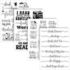 Whaline 4 Sheets Reading Words Clear Stamps Greeting Words Bookcase Bookshelf Silicone Transparent Stamps for DIY Craft Card Making Scrapbooking Embossing Album Decor