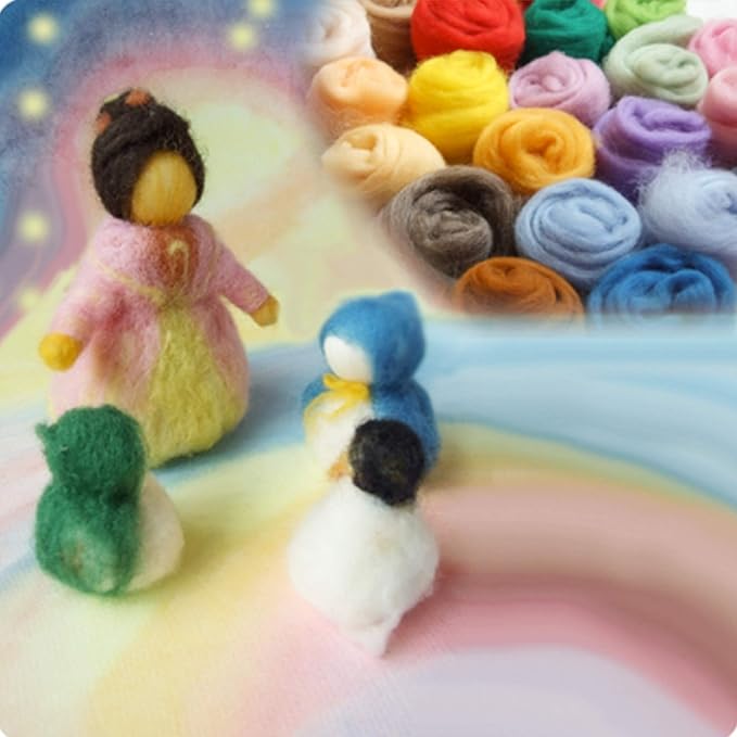 3.53oz Wool Roving Yarn, Wool Felting Supplies, Pure Wools, Chunky Yarn, Spinning Wool Roving for Needle Felting Wet Felting DIY Hand Spinning (Bright Yellow)