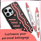 4 Dual Tip Pink Paint Pen Metallic - Fine Tip & Medium Acrylic Paint Markers - Pink Marker for Metal, Wood, Rock Painting, Canvas, Ceramic, Glass, Fabric, Leaf and Plastic - Water-based Ink