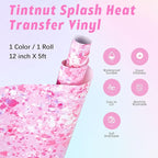 Tintnut Splash Heat Transfer Vinyl Roll - 12 Inch x 5ft Pink and White Watercolor Ink Patterned HTV Splatter Iron On Vinyl DIY T-Shirts Hats Clothes Canvas Bags for Cricut or Silhouette Cameo