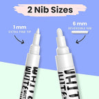 Chalkola White Chalk Markers - White Dry Erase Liquid Chalk Pens for Chalkboard, Blackboard, Window, Bistro, Car Glass, Board, Signs - Variety Pack of 6 - (3x) 1mm & 6mm