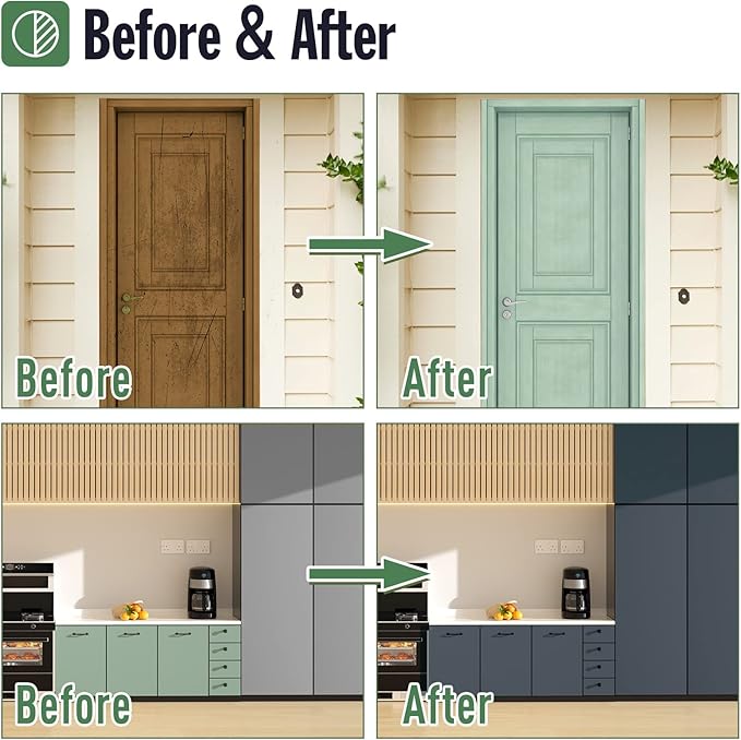DWIL Matte Finish Furniture Paint - 32 Oz Wood Paint for Cabinets, Doors, Tables, and Dressers Refinishing - Water-Based, Non-Toxic & Odorless, Easy to Apply(Cardamom Green)-With Tools