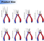 Needle Nose Pliers Set - 8 Pcs High Hardness Carbon Steel Mini Pliers with Ergonomic Handle, Automatic Shrapnel Design, and Multiple Types of Jaws for Repairing Electronics and Cutting Wires