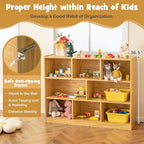 KOTEK Toy Storage Organizer, 8 Cubby Kids Bookshelf, Wooden 4-Tier Bookcase Storage Cabinet, Open Display Book Shelf for Daycare, Nursery, School Classroom, Living Room & Bedroom (Burlywood, 8 Cubes)