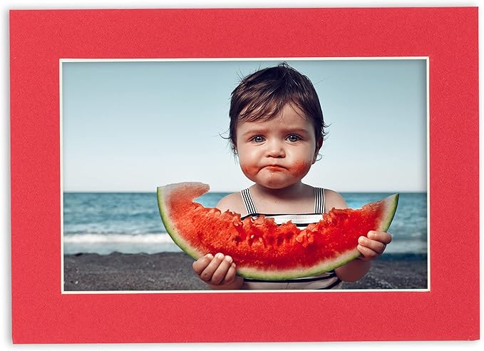 Poster Palooza 8x10 Mat Bevel Cut for 6x8 Photos - Acid Free Cardinal Red Precut Matboard - for Pictures, Photos, Framing - 4-ply Thickness