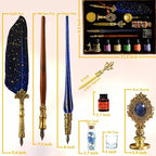 CASA BRAVA Vintage Calligraphy Set with Pen Nibs, Quill Feather Pen and Ink Set, Calligraphy Kit with Dip Pen Nibs and Wax Seal Stamp Kit, Ornate Holders, Gift Box