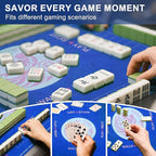 2025 Mahjong Mat, 31.5" x 31.5" Neoprene Mahjong Table Mat with Rules, Anti Slip & Noise Reduction Gaming Mat for Poker, Card, Dominoes, Board & Tile Games, Mahjong Gift with Carrying Bag - Blue