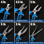 COMOWARE 6-Piece Mini Pliers Set, Multi-Function Precision Tools with Needle, Bent & Cutting Tips for Electronics, DIY & Crafting