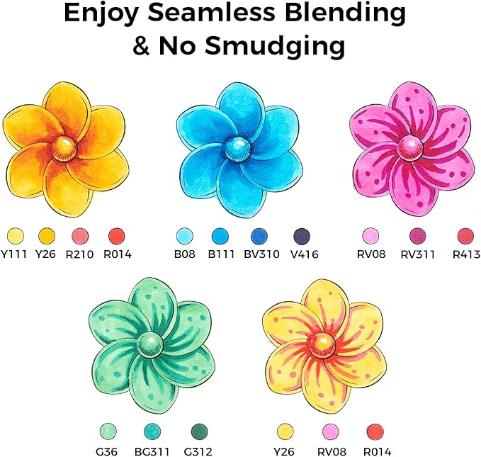 Ohuhu Alcohol Markers Brush Tip: 168-Color Double Tipped Art Marker Set for Artist Adults Coloring Illustrations -Honolulu B -Brush & Fine -Refillable