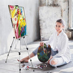 Art Artist Easel Stand for Painting,Portable Adjustable Easels for Painting Canvases Height from 17 to 66 Inch - Carry Bag for Table-Top/Floor Displaying and Wedding Sign,White