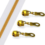 Sawoake 10 Yards Bulk Zipper(#5), White Nylon Coil Zipper with Gold Teeth by The Yards, Replacement Sewing Zipper with 10PCS Zipper Sliders for DIY Sewing Craft Bags(#5 Gold White)